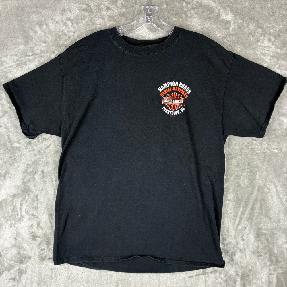 Harley-Davidson Hampton Roads Yorktown VA Graphic T-Shirt Mens Large Black 2012